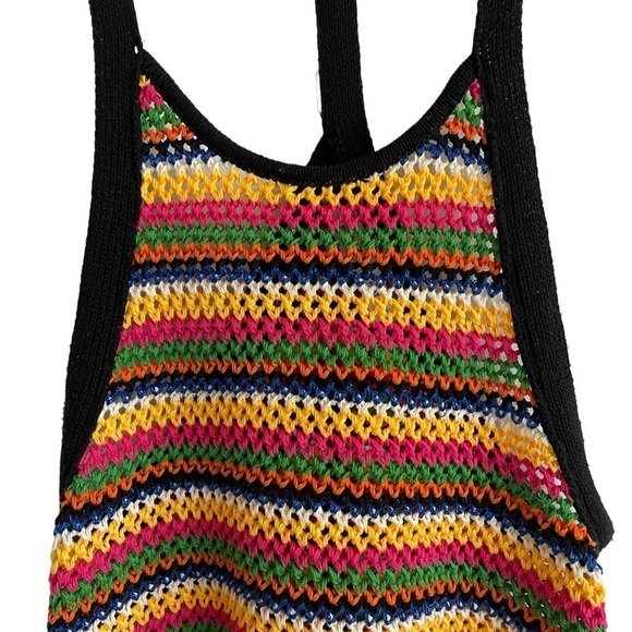 Zara Rainbow Knit 70s Style Racerback Tank Top, Size S - Picture 8 of 11